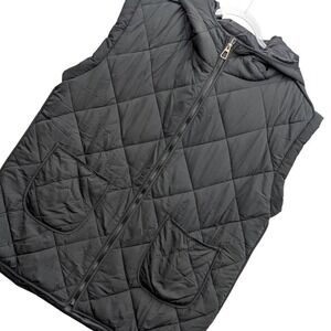 Quilted Hooded Vest Black Large Gorpcore technical utility layering puffer NEW